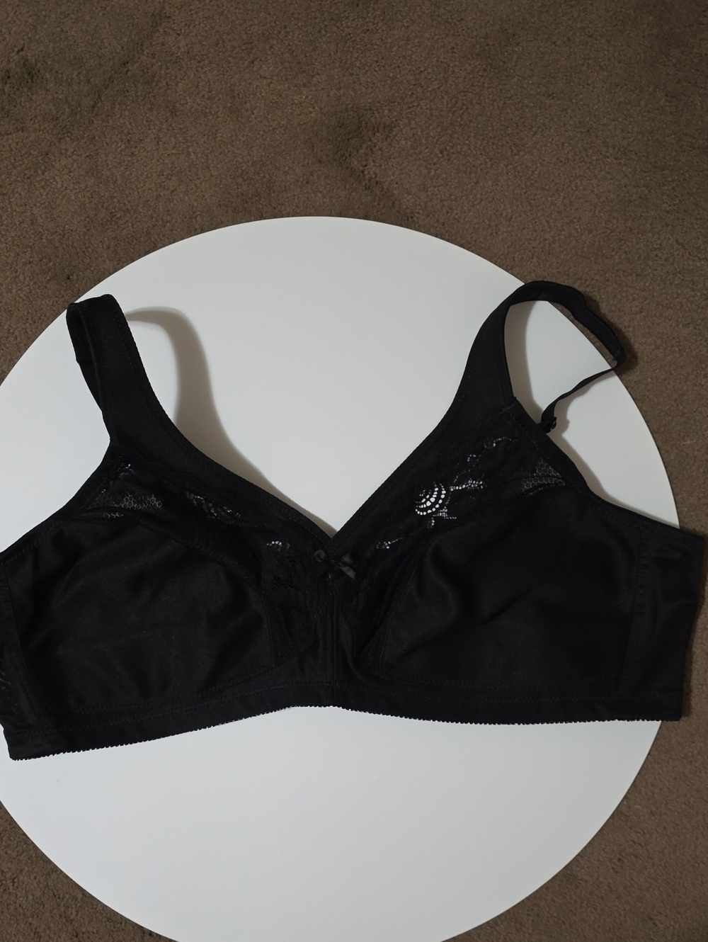 Glamorise Black Lace-Trim Wireless Support Bra